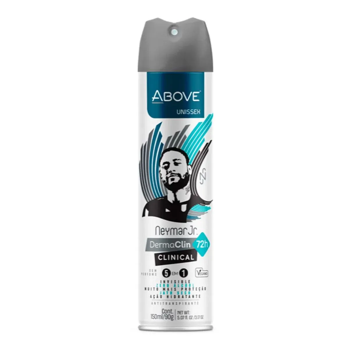 Antitranspirante Aerosol Vegano Above Neymar Jr. Derma Clinical Sem Perfume Unissex 150 ml