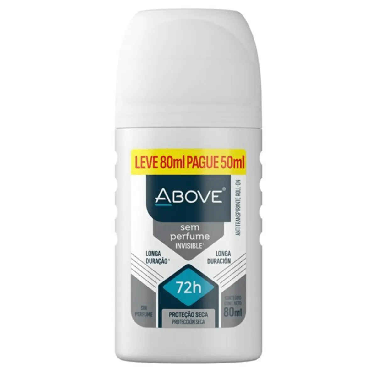 Antitranspirante Roll On Invisible Sem Perfume Above 80ml