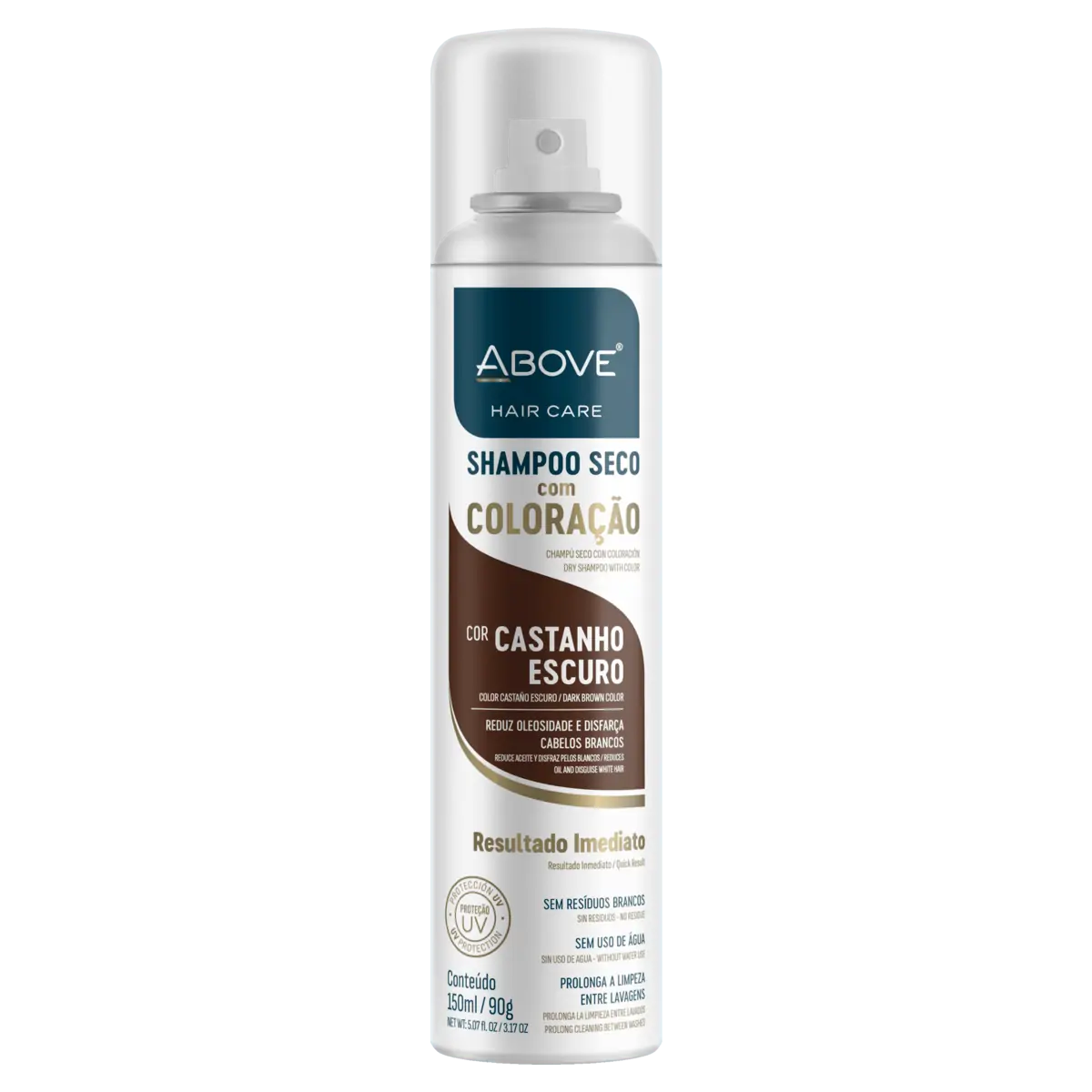 Shampoo A Seco Com Coloração Castanho Escuro Above Hair Care Frasco 150ml Spray