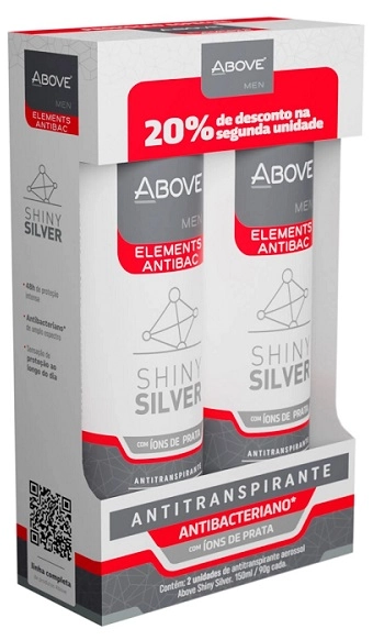 Pack Antitranspirante Aerossol Antibacteriano Shiny Silver Above Men Elements 2 Unidades 150ml Cada