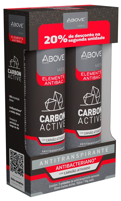 Pack Antitranspirante Aerossol Antibacteriano Carbon Active Above Men Elements 2 Unidades 150ml Cada