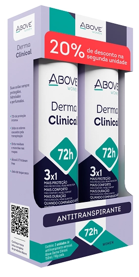 Pack Antitranspirante Aerossol Essencial Above Women Derma Clinical 2 Unidades 150ml Cada Spray Grát