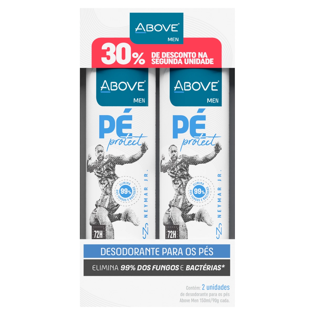 Desodorante Aerossol Para Os Pés Neymar Jr. Above Men Pé Protect Frasco 2 Unidades 150ml Cada Spray