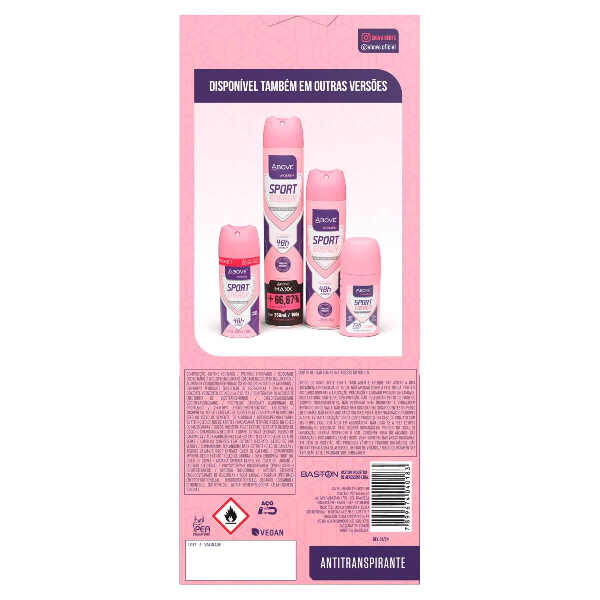 Pack Antitranspirante Aerossol Invisible Sport Energy Above Women 2 Unidades 200ml Cada Spray Grátis