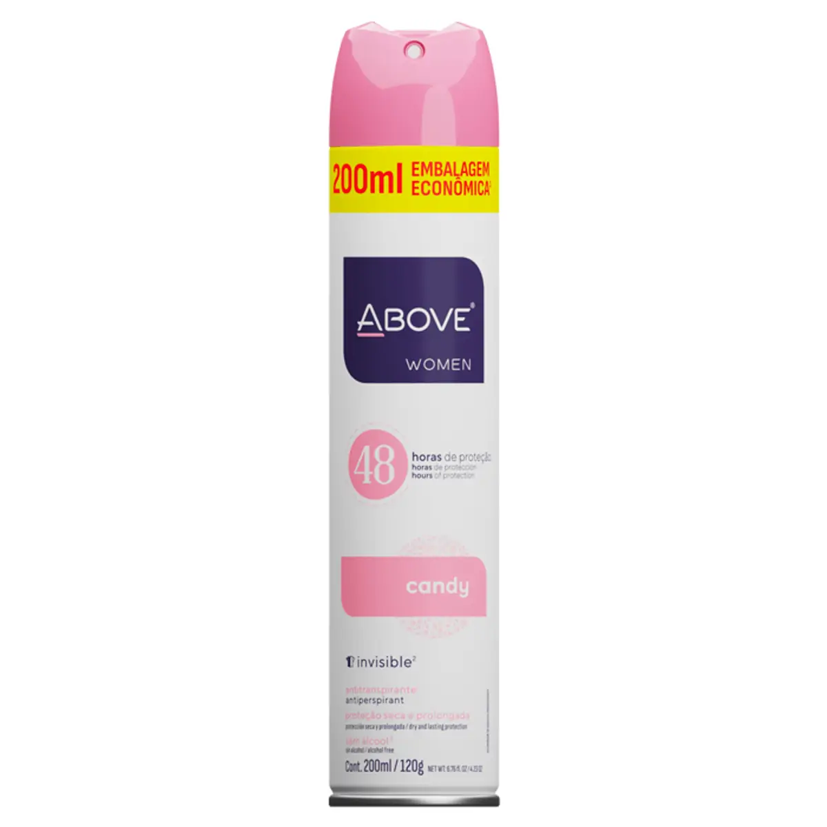 Antitranspirante Aerossol Invisible Candy Above Women 200ml Spray Embalagem Econômica
