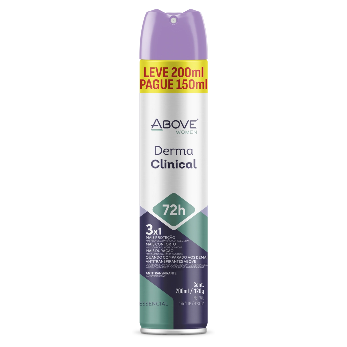 Antitranspirante Aerossol Essencial Above Women Derma Clinical Spray Leve 200ml Pague 150ml