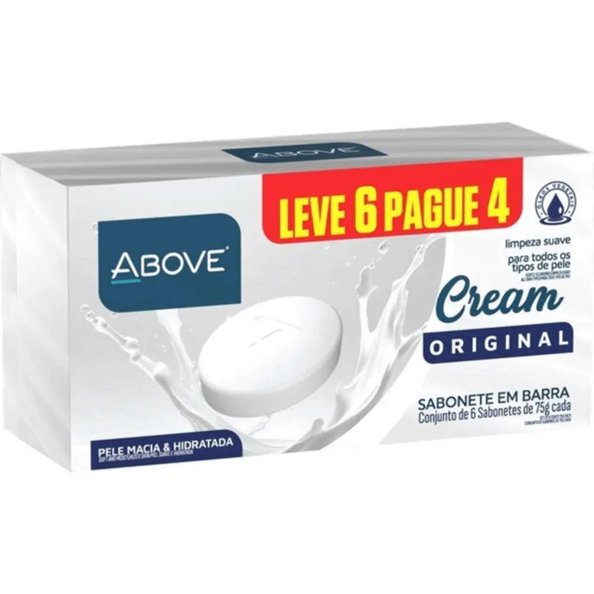 Pack Sabonete Barra Original Above Cream Cartucho 75g Cada Leve 6 Pague 4 Unidades