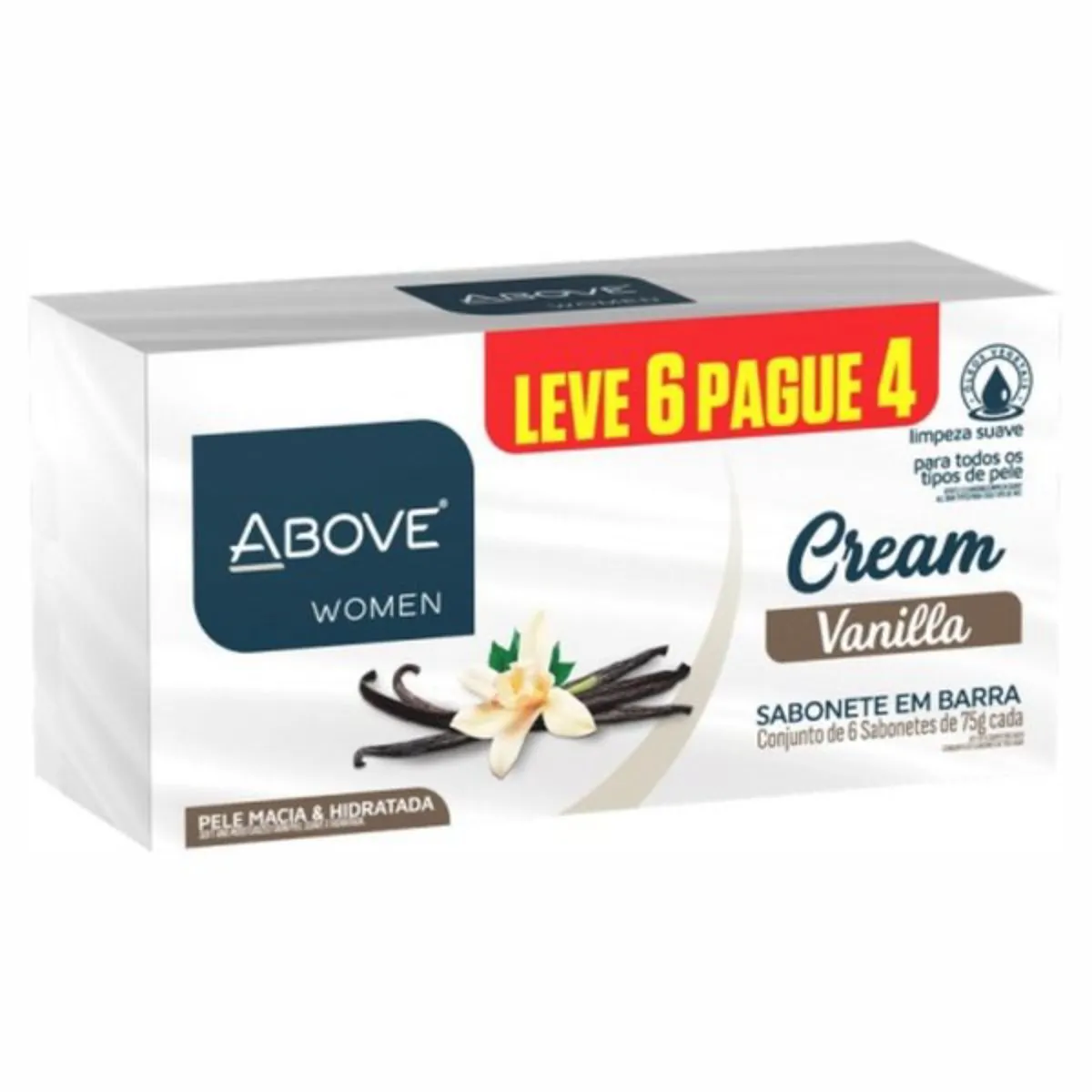 Pack Sabonete Barra Vanilla Above Cream Women Cartucho 75g Cada Leve 6 Pague 4 Unidades