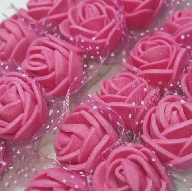 Flor Eva Mini Rosa C/tule C/144un Art Lille