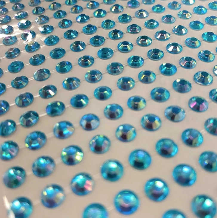 Adesivo Strass Irisado 3mm Cartela 840un Azul
