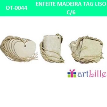 Enfeite Madeira Tag Liso C/6 Ref.ot 0044cor