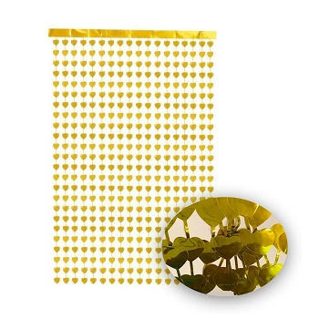 Painel Magico Cortina Pvc Coracao Ouro 1x2m