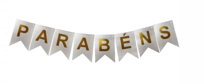 Enfeite Decorativo Parabens Glitter Unit Ref: Ef 0248pra