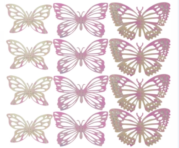 Borboleta Papel Furtacor Rosa C/6 Ref.ob103nroc Art Lille