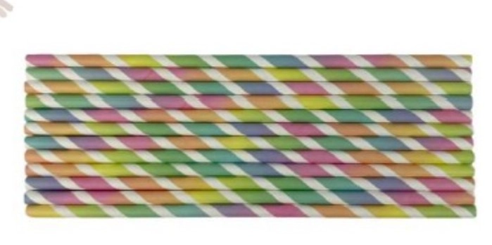 Canudo Papel Listrado Colorido 12und