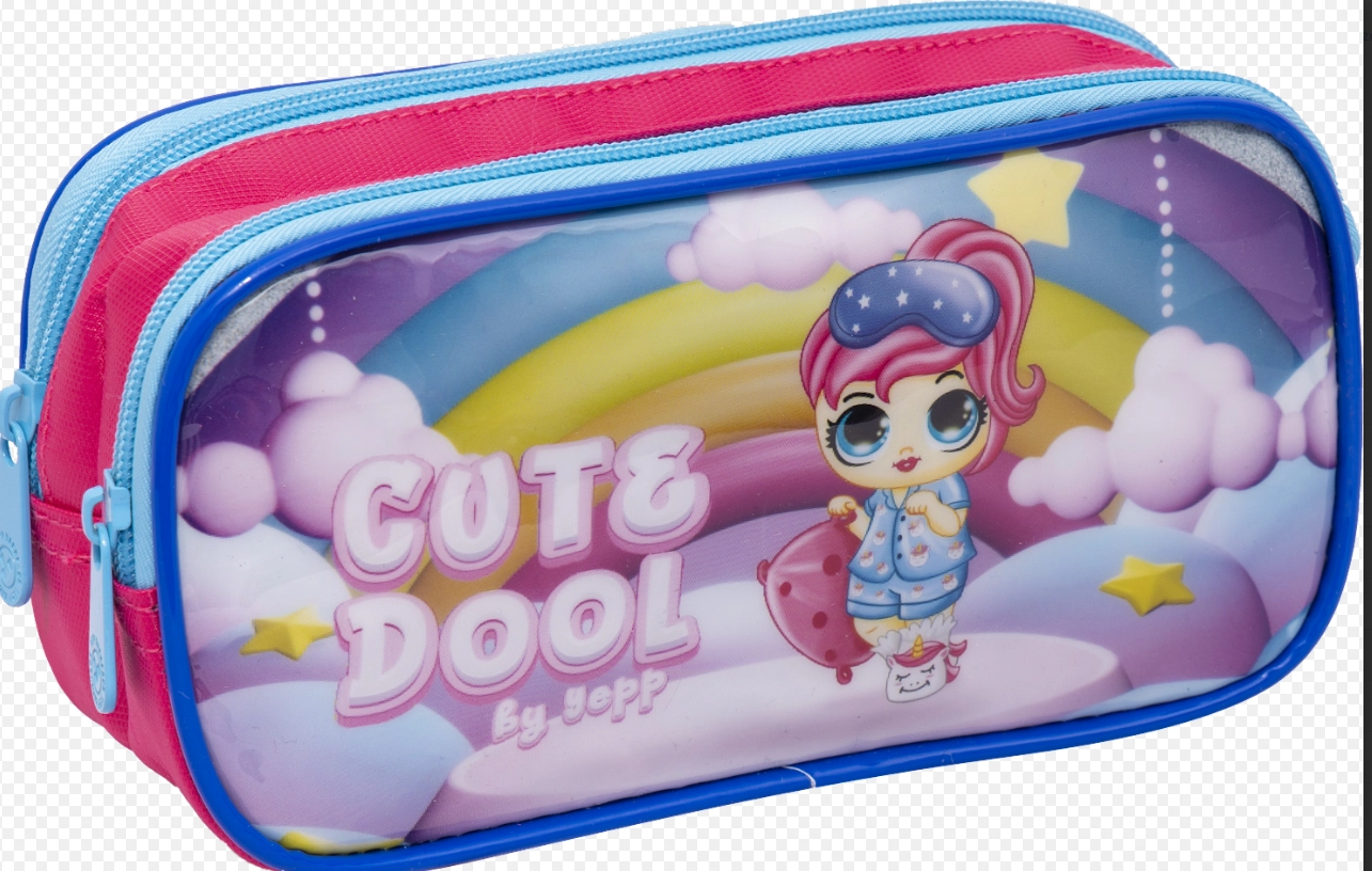 Estojo Infantil Feminino Cute Dool 2 Zip Rosa Mif5333 E Bf Brasil