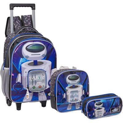 Kit Mochila Infantil Masculina Robo Preta Kit6334 Bf Brasil