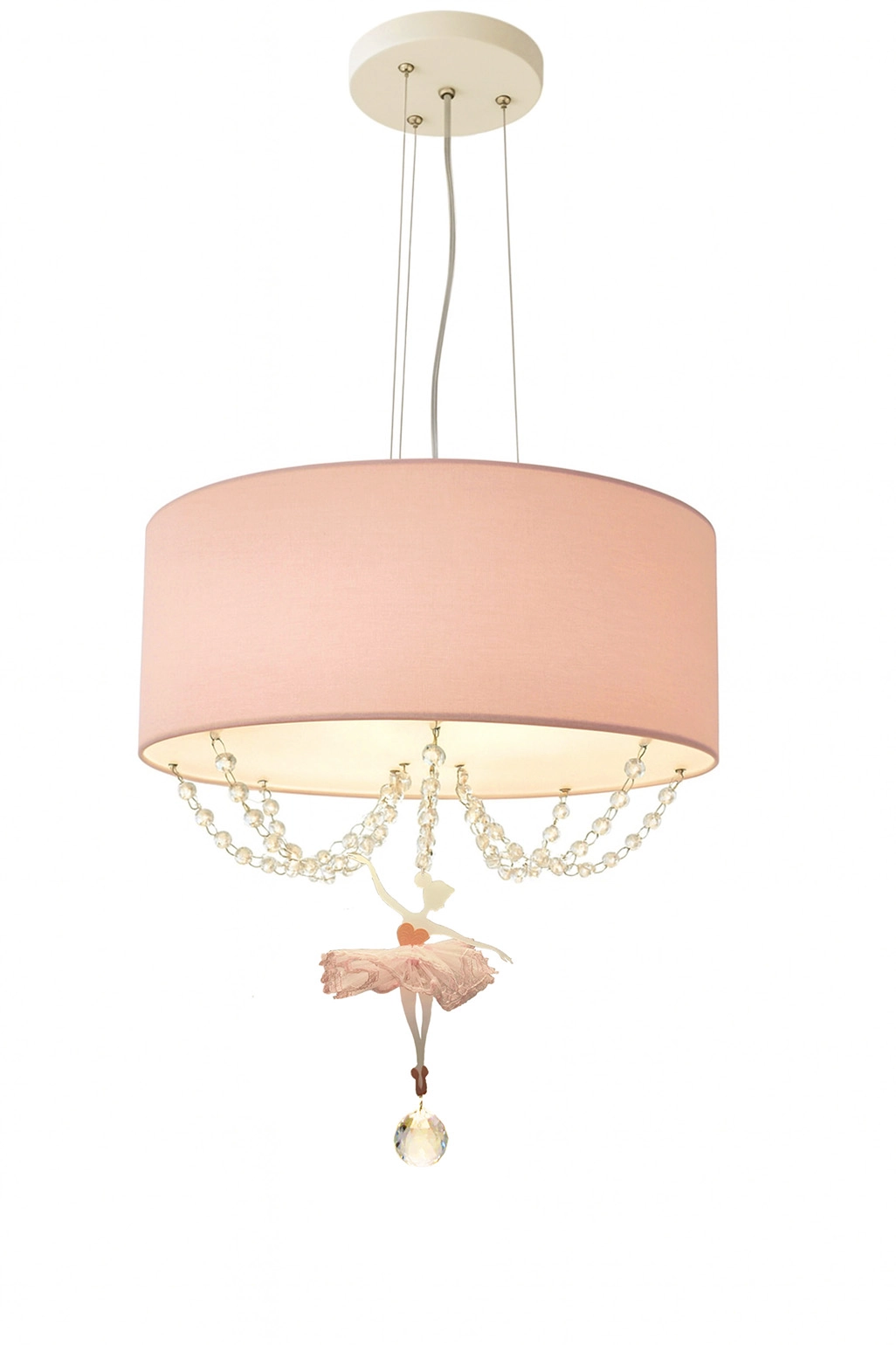 Pendente Bailarina 40x15 Com Cristal 2 Em 1 Quarto Menina
