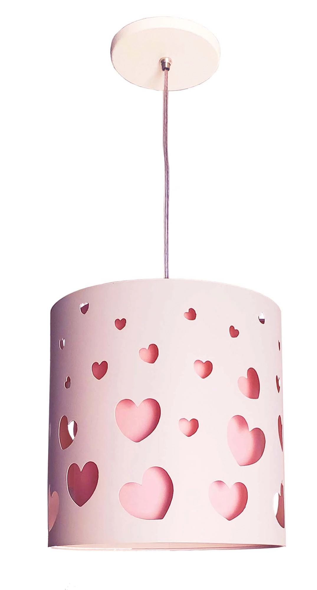 Pendente Corações 25x25 (branco Com Interna Rosa)