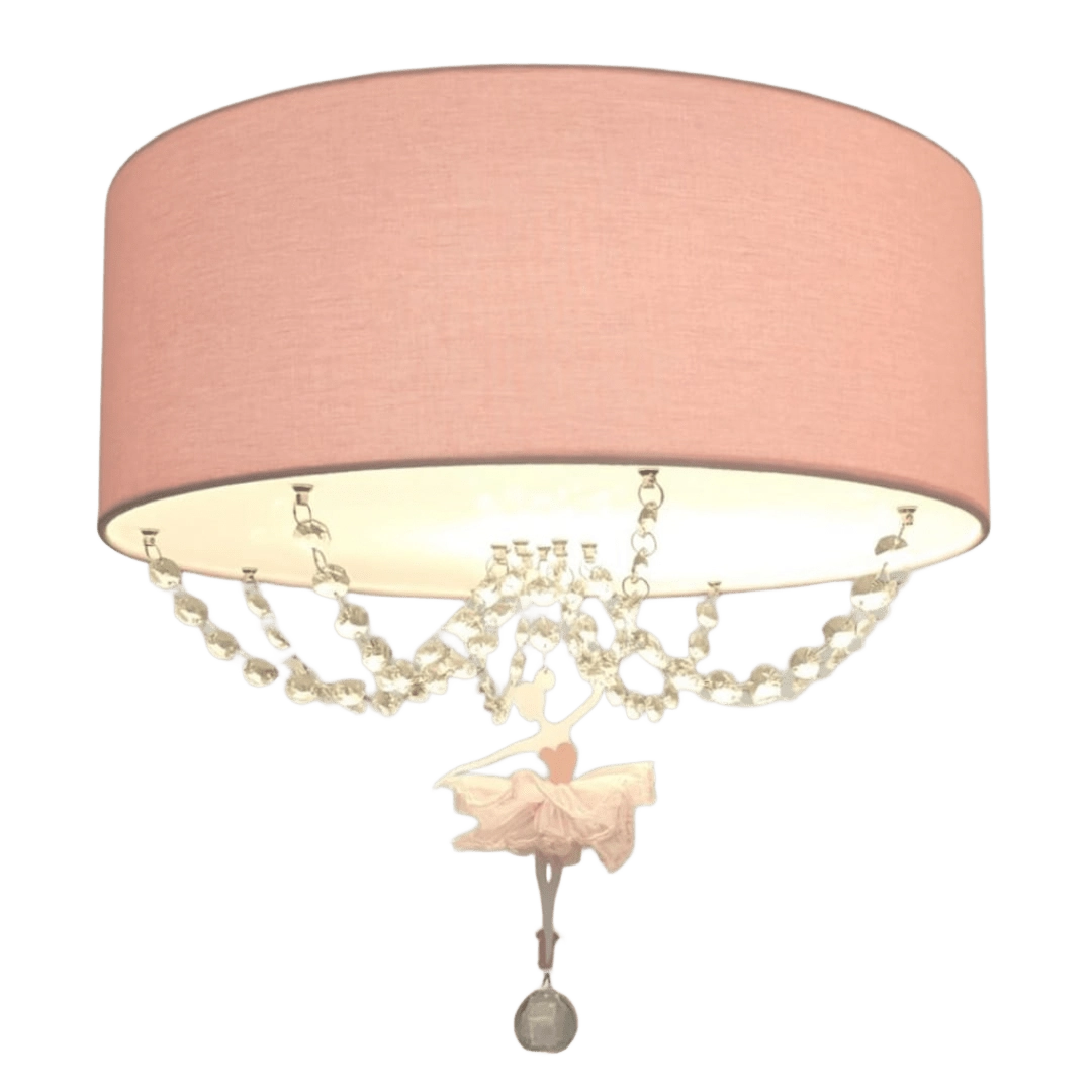 Plafon Bailarina Rosa 30x15 Com Cristal 2 Em 1