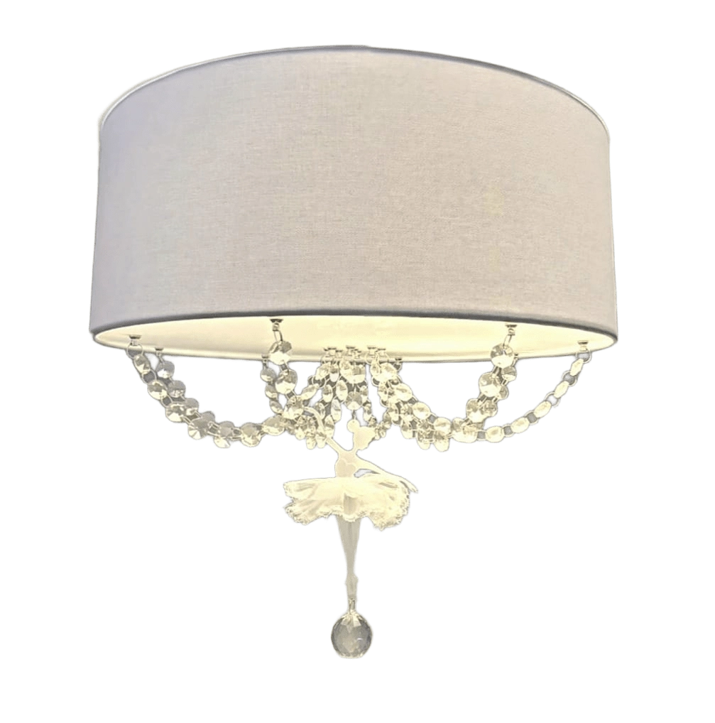 Plafon Bailarina Branco 40x15 Com Cristal 2 Em 1