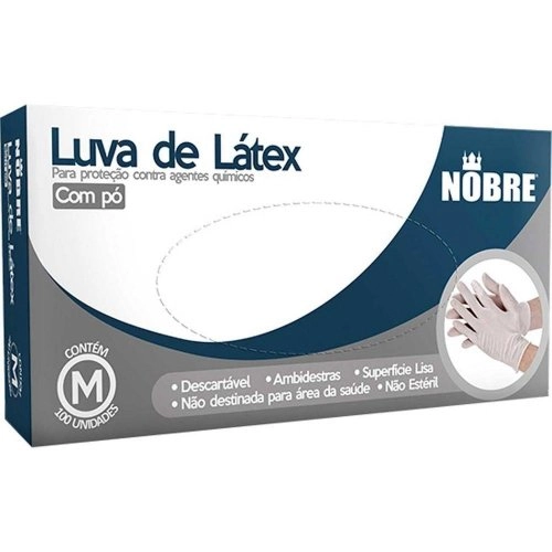 Luvas De Latex Com Po 100 Unidades Tamanho M Nobre