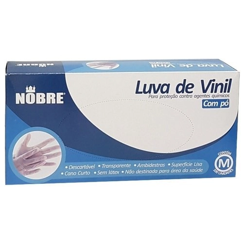 Luvas De Vinil Com Pó 100 Unidades Tamanho M