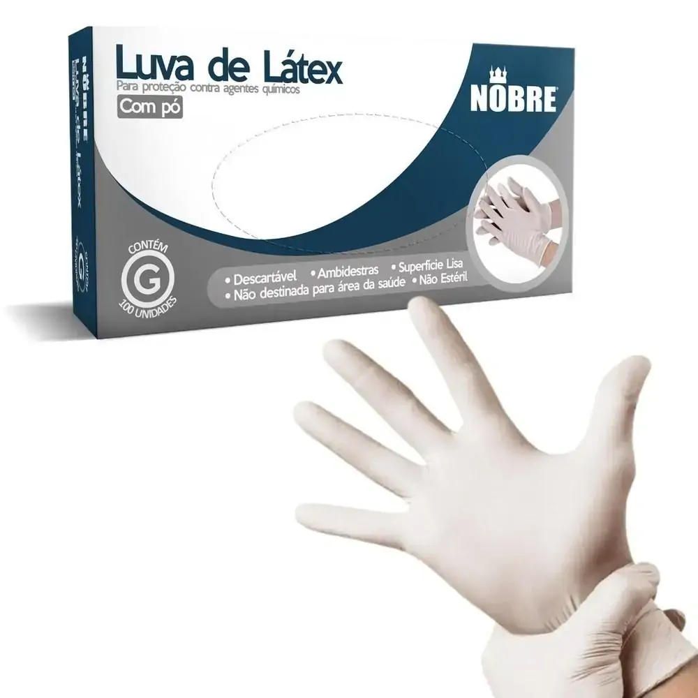 Luvas De Latex Com Pó 100 Unidades Tamanho G