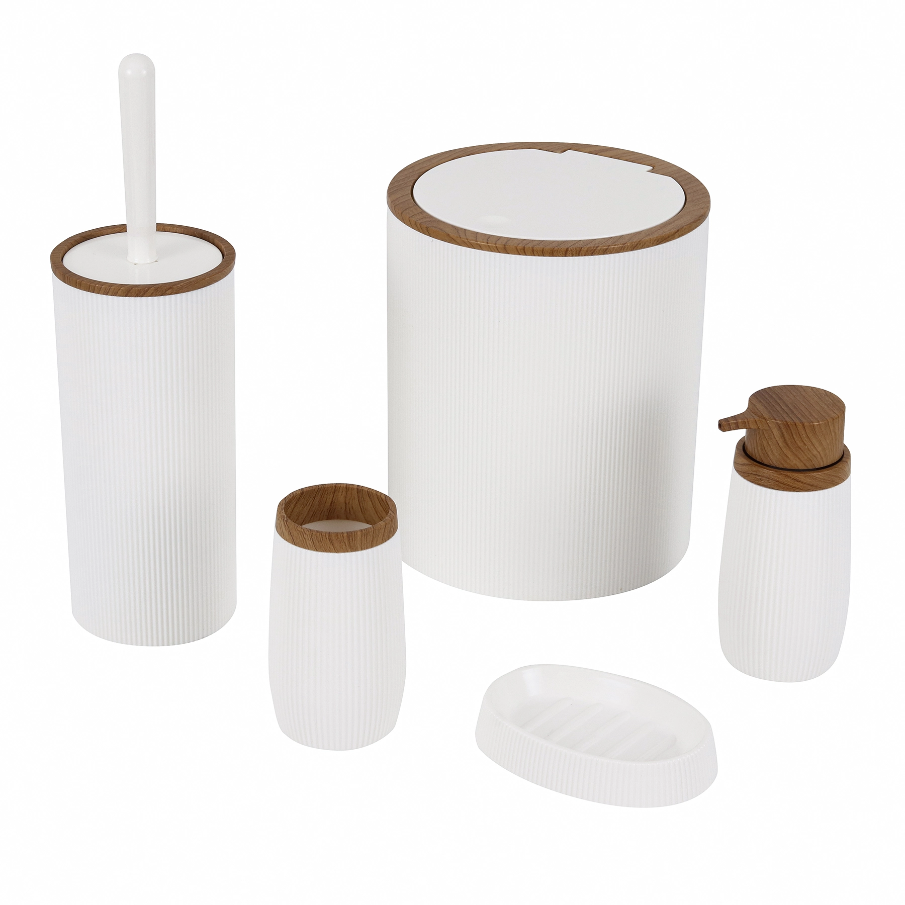 Kit Acessórios de Bancada para Banheiro 5 Peças Plástico Branco Mood Goedert