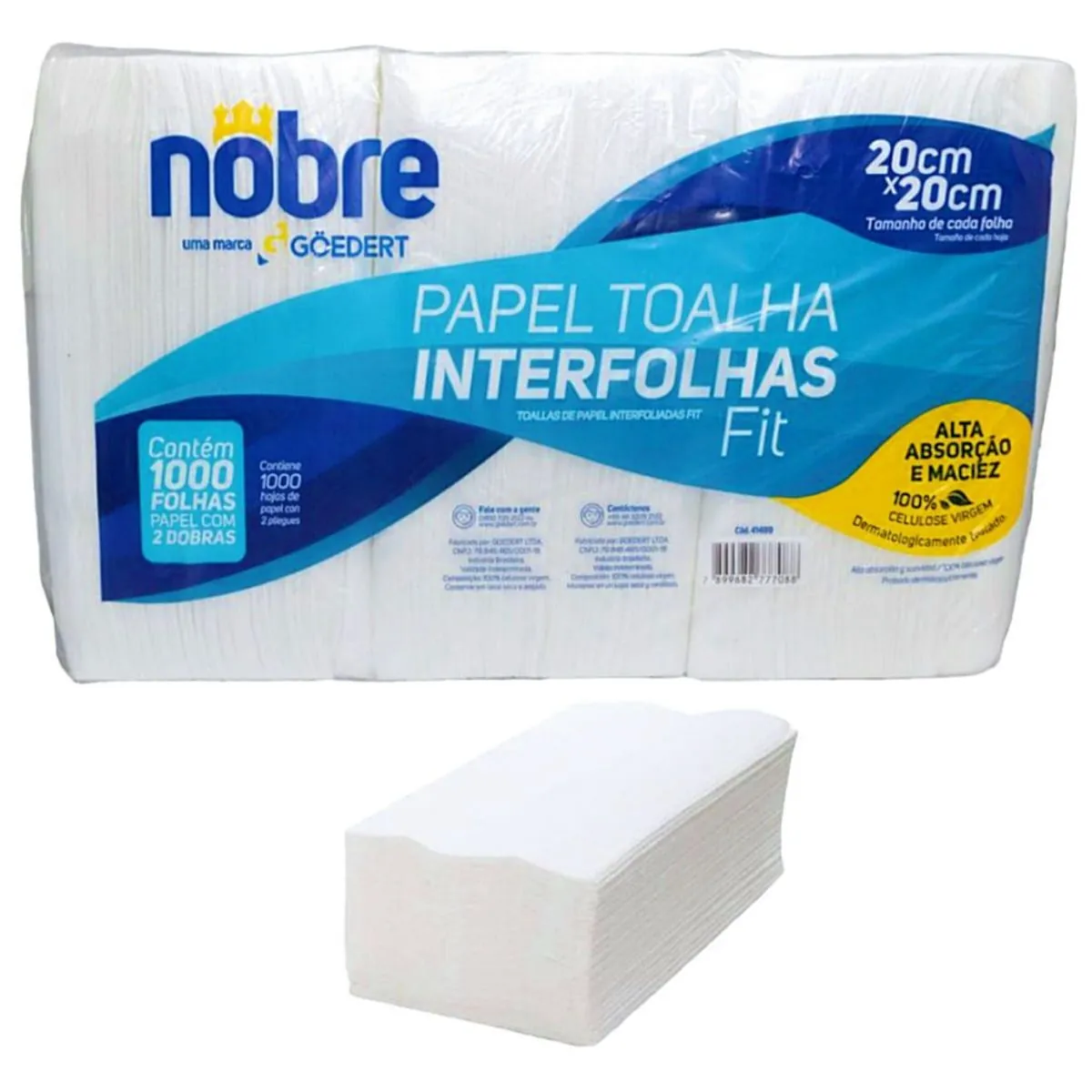 Papel Toalha Interfolha Nobre Fit 20X20cm - 1.000 folhas
