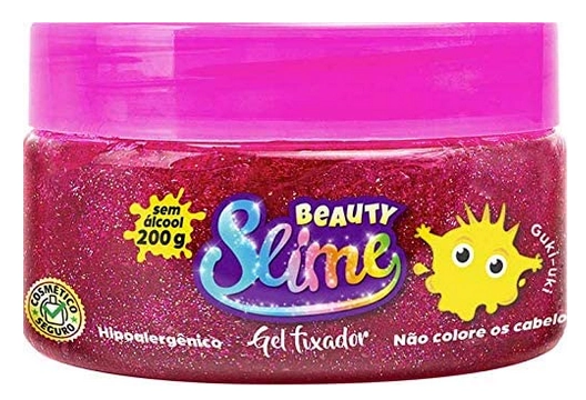 Gel Fixador Beauty Slime Glitter Rosa 200g