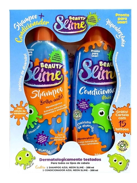 Kit Shampoo + Condicionador Beauty Slime Azul Neon 200ml