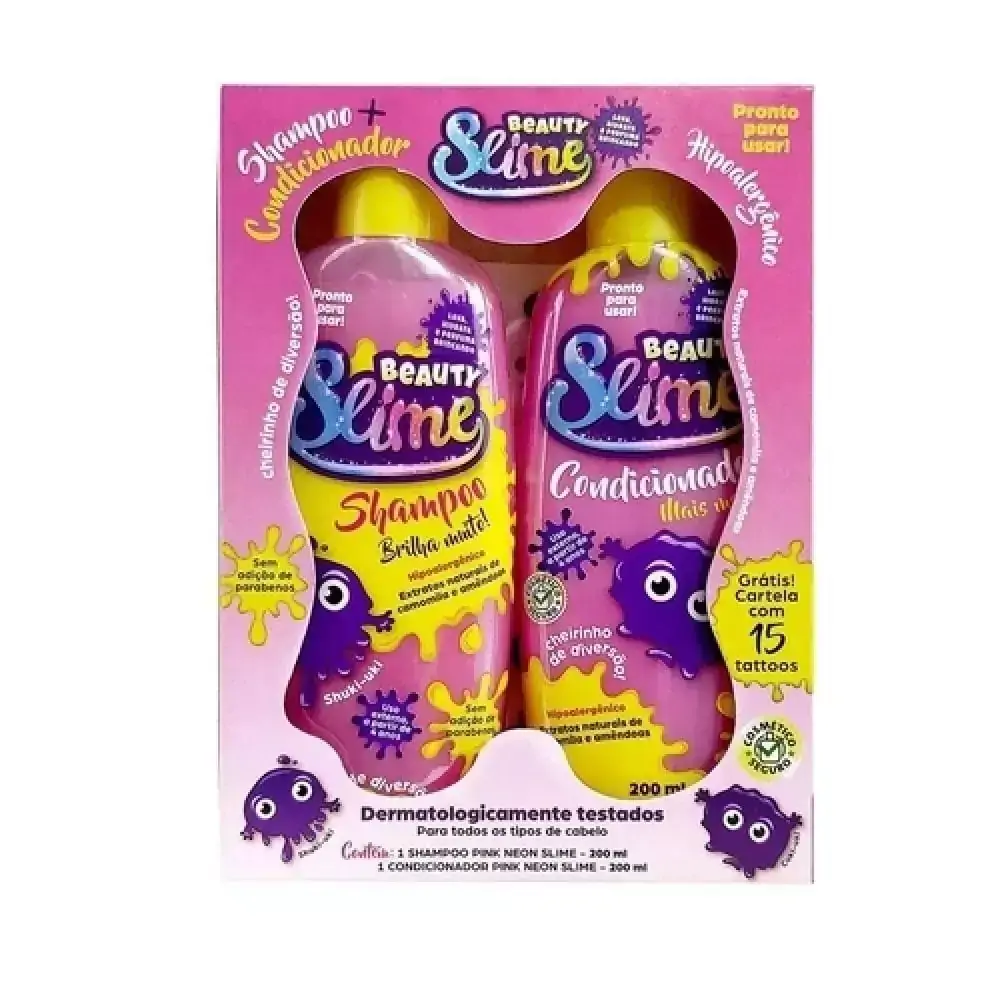 KIT Shampoo + Condicionador Beauty Slime Pink Neon 200ml
