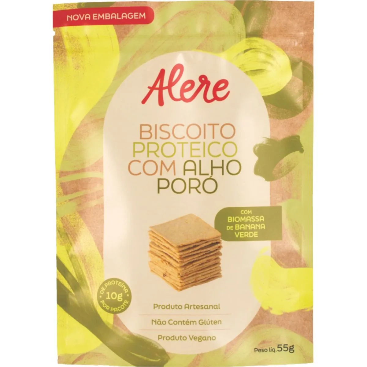Biscoito Proteico com Alho Poró Sem Glúten Alere 55g