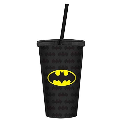 Copo Plastico Urban C/tampa/canudo Batman Logo