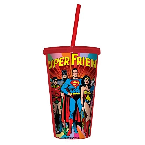 Copo Plastico Urban C/tampa/canudo Super Friends
