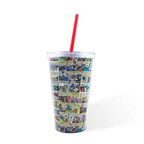 Copo Plástico com Tampa e Canudo DC Comics 450ml HQ Colorido