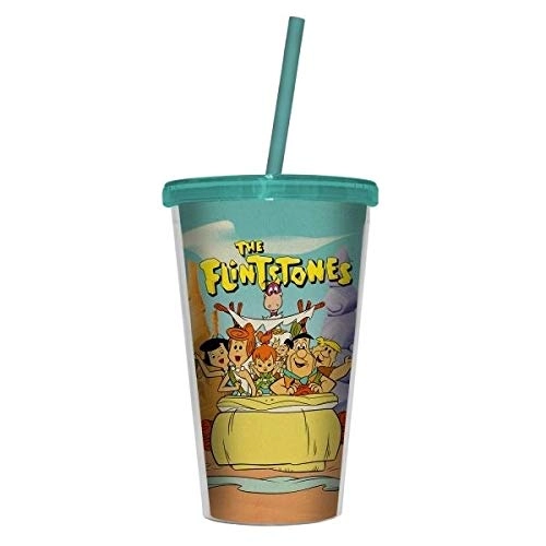 Copo Plastico Urban C/tampa/canudo Flinstones Fami