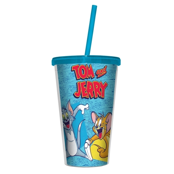 Copo Plastico Urban C/tampa/canudo Tom/jerry Happy