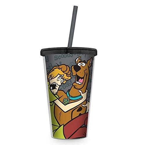 COPO PLASTICO COM TAMPA E CANUDO HB SCOOBY AND SHAGGY FRIGH