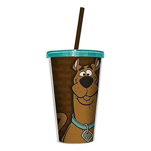 COPO PLASTICO COM TAMPA E CANUDO HB SCOOBY FACE FD MARROM 2