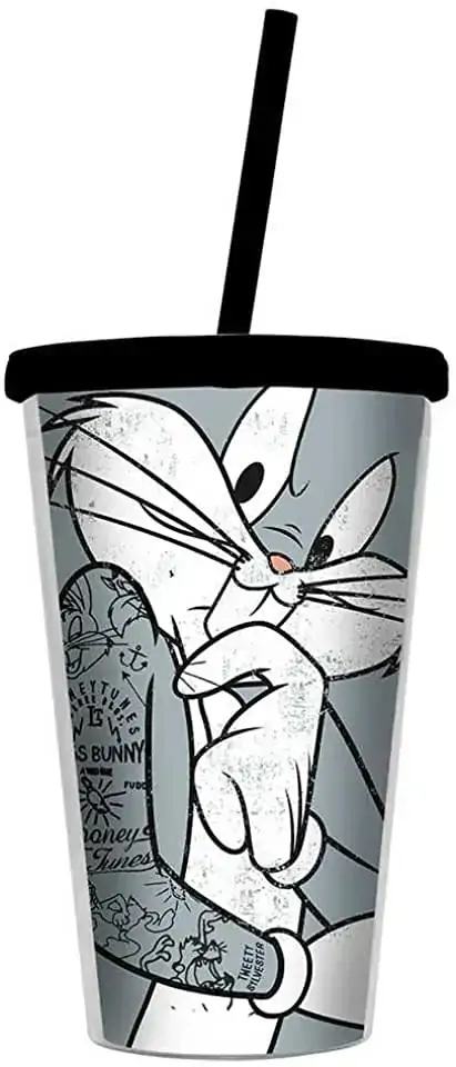 Copo Plastico Urban C/tampa Pernalonga Cinza