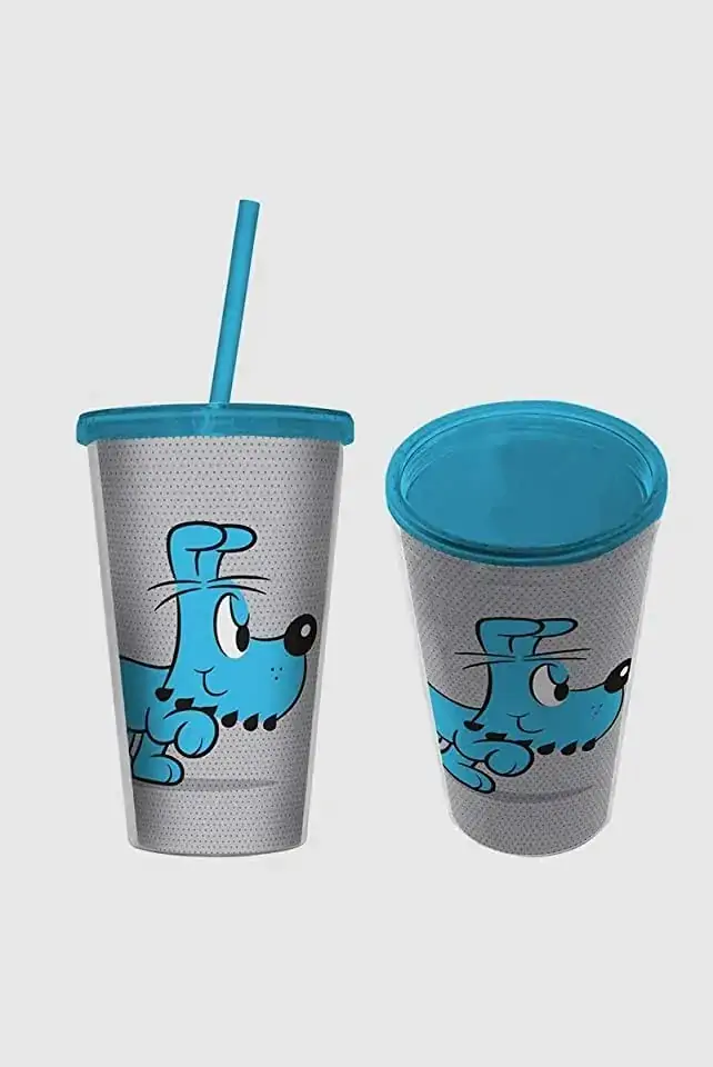 Copo Plastico Urban C/tampa/canudo T.m Bidu Cinza