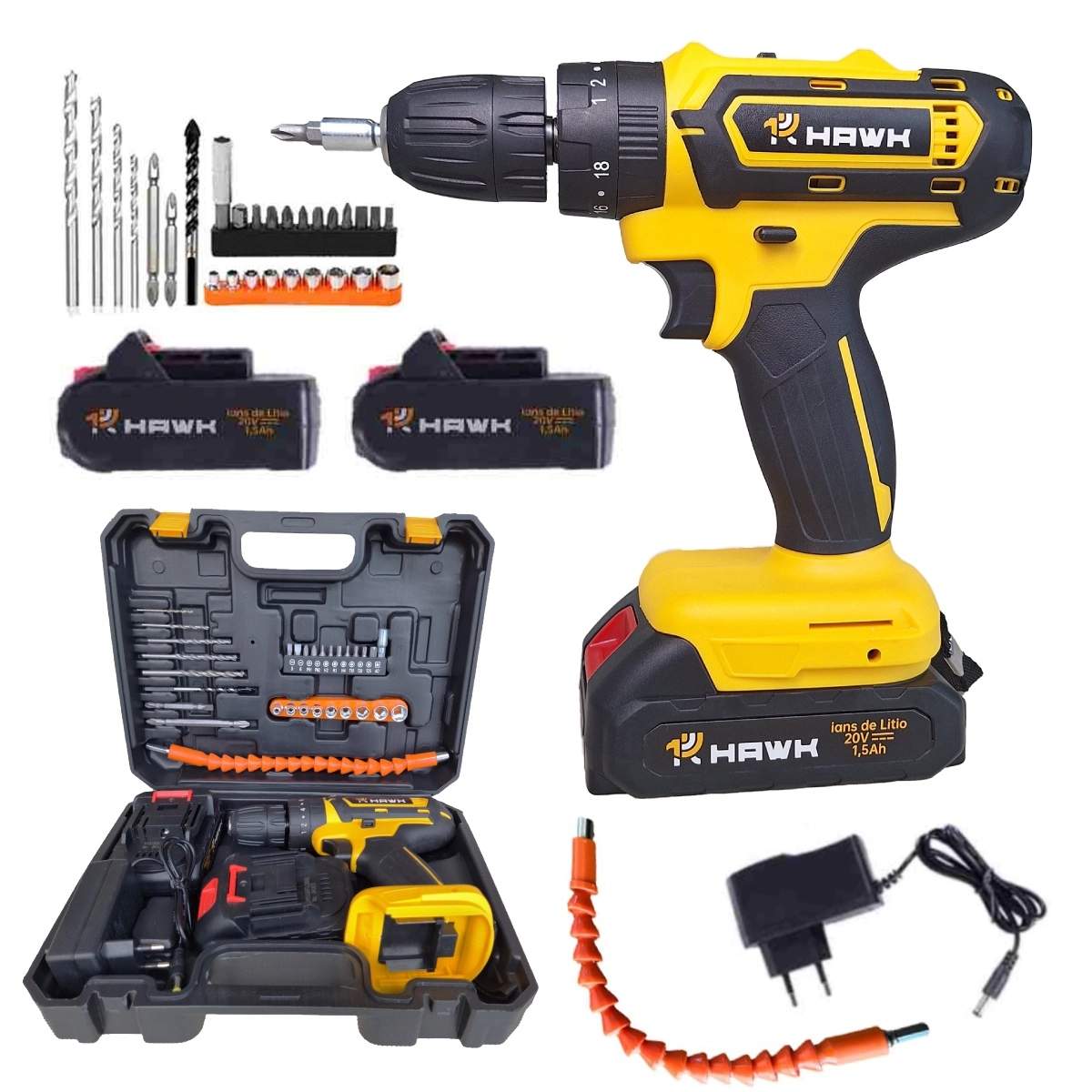 Furadeira E Parafusadeira Impacto Para Concreto Com Bateria Extra De Lítio 20v 1.5ah