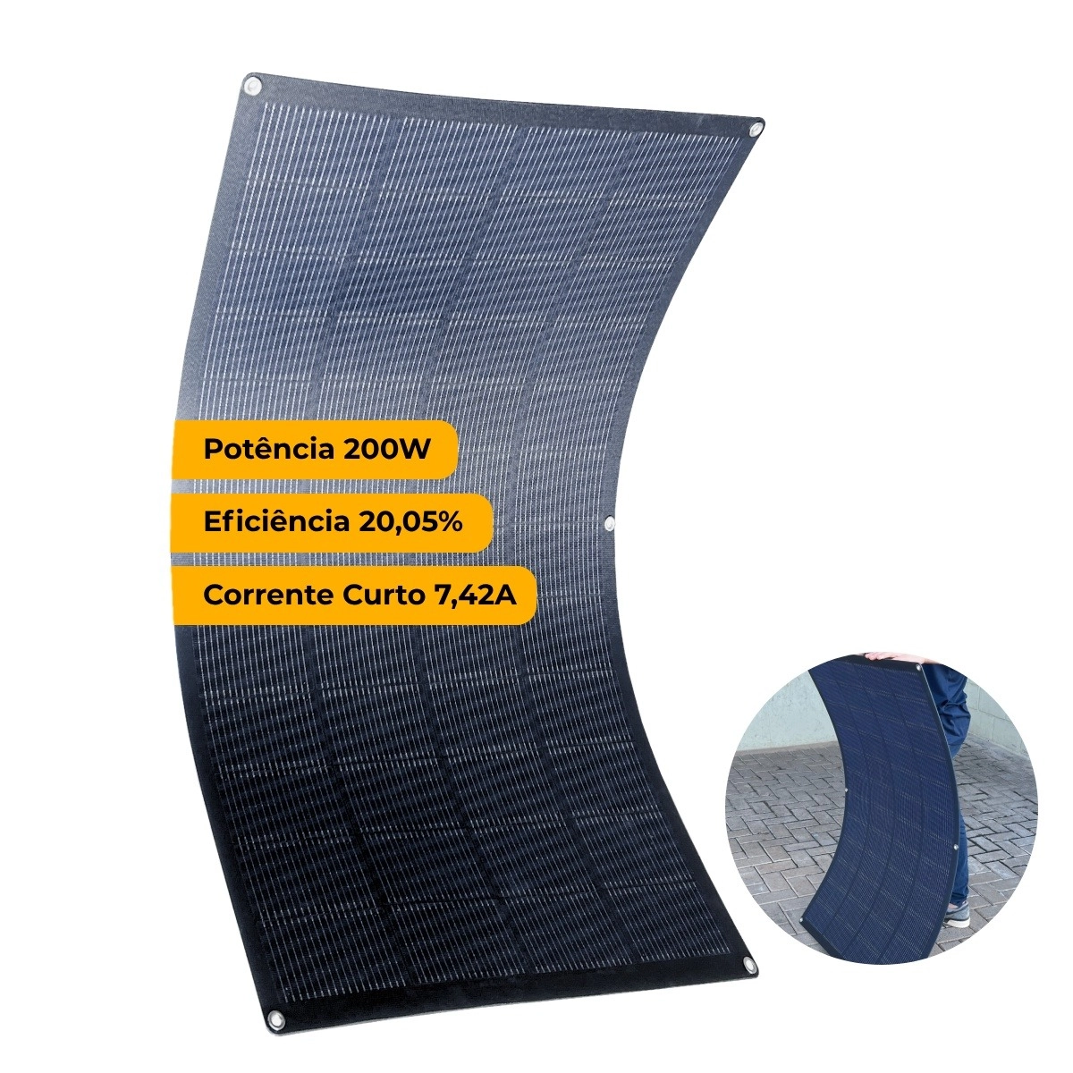Painel Modulo Placa Solar Flexivel Isola 200w Yh200w-24m 48 Cells Mono