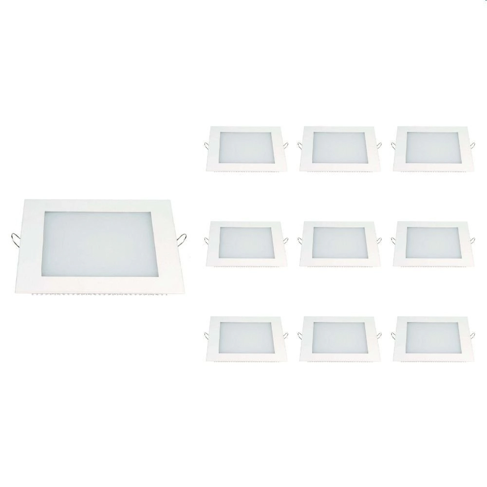 10 Painel De Led Taschibra Quadrado Lux De Embutir 18w 3000k Bivolt