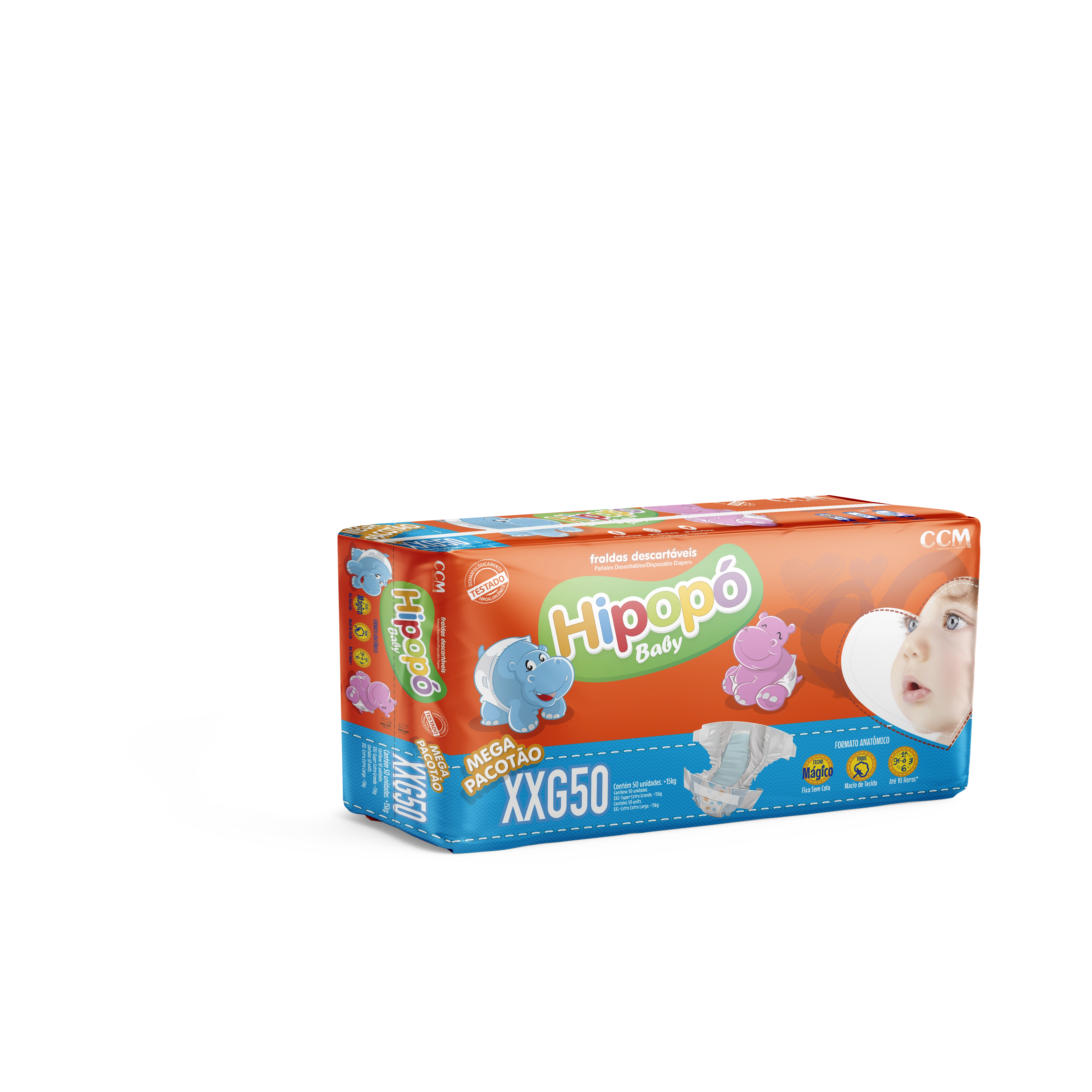 Fralda Hipopo 50un Mega Pct Xxg