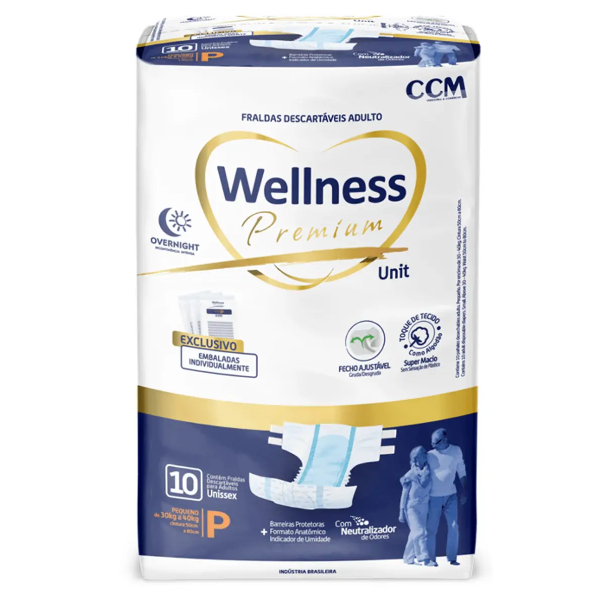 Fralda Descartável Adulto Wellness Premium P Pacote 10 Unidades