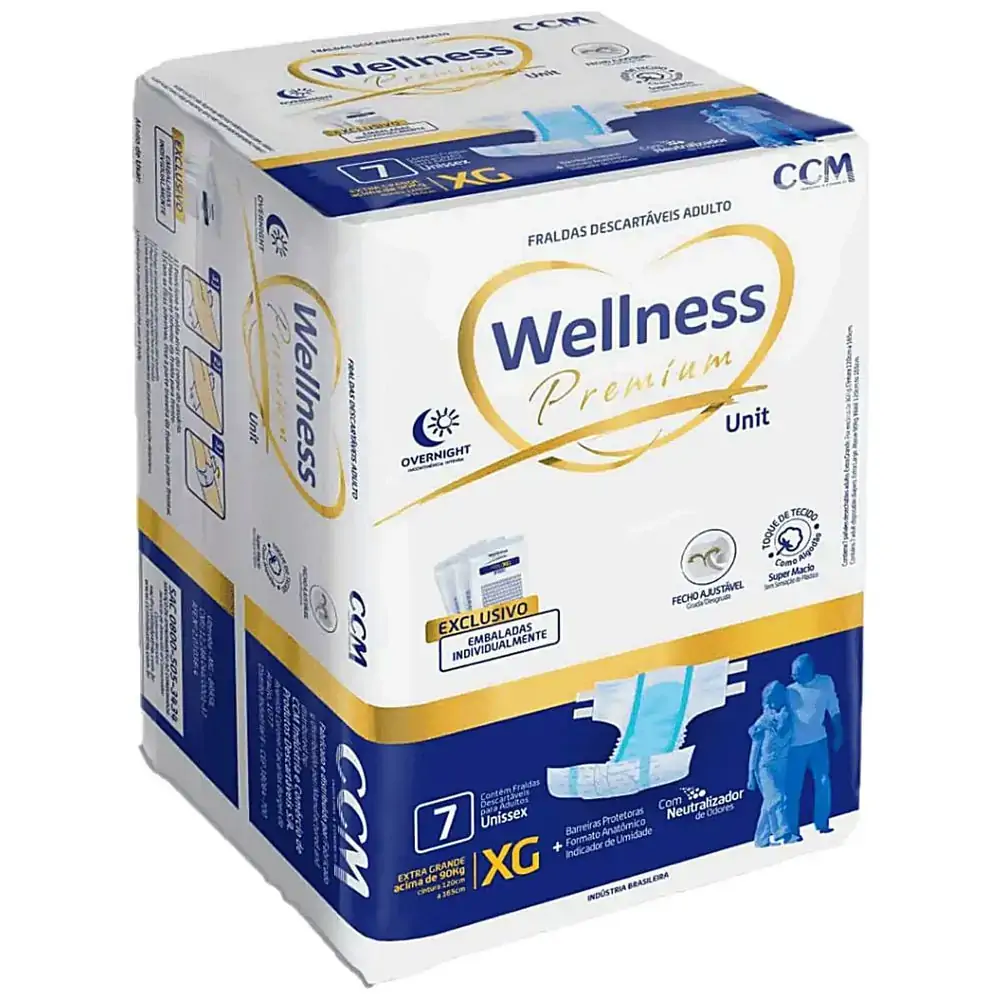 Fralda Descartável Adulto Wellness Premium Xg Pacote 7 Unidades