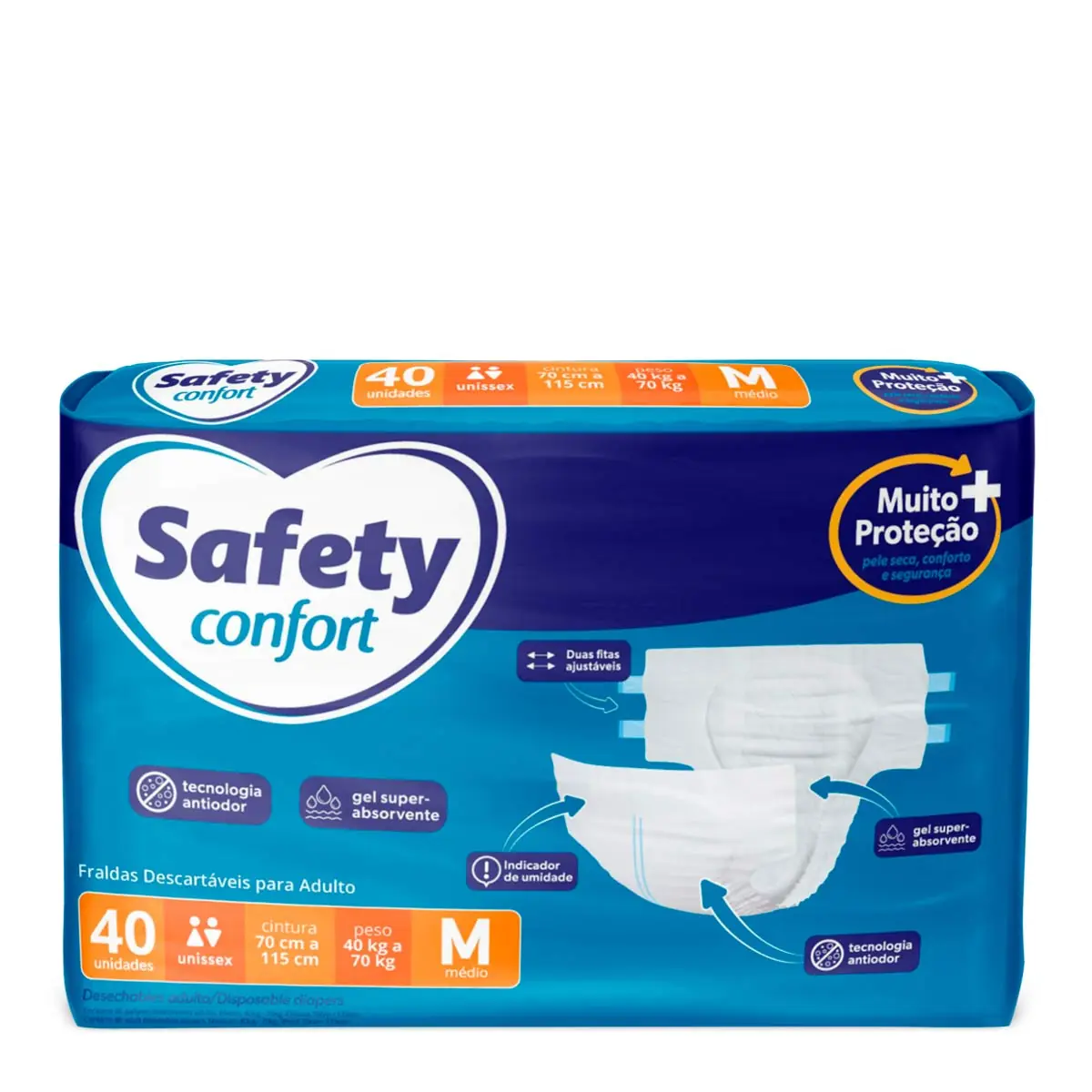 Fralda Geriátrica Safety Confort M 40 Unidades